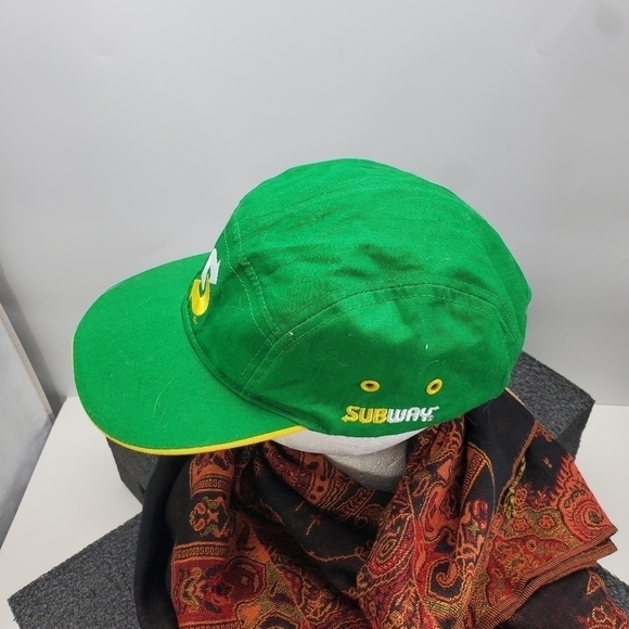 Subway Work Employee Staff Snap Back Hat  Green Yellow - Picture 6 of 9